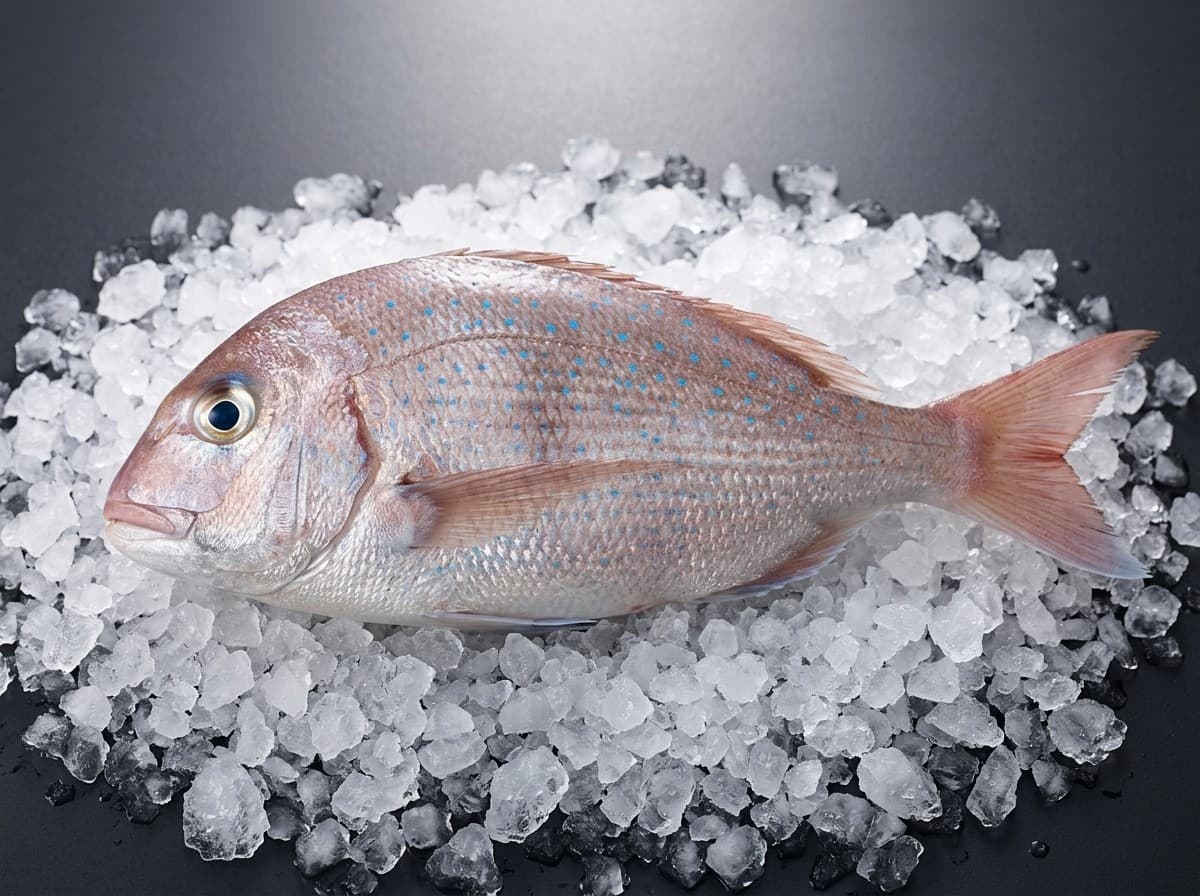 Bluespotted seabream close-up showing blue markings, fresh