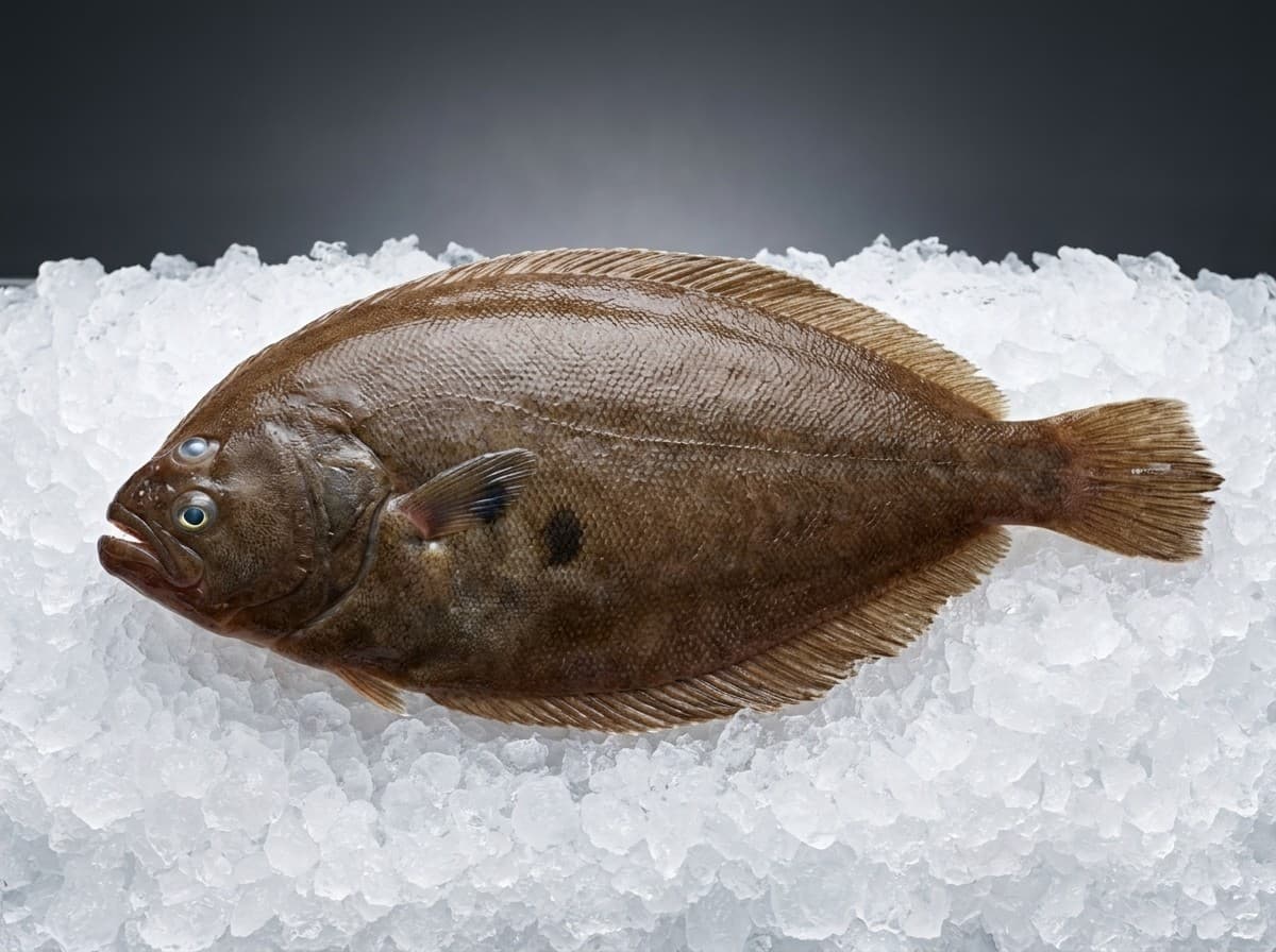Tonguesole flatfish arranged on ice