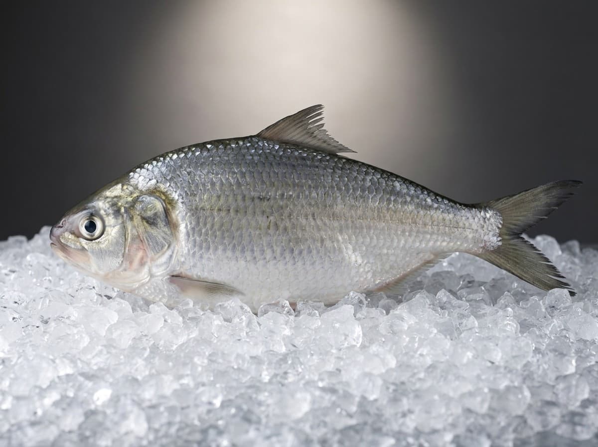 Bonga shad fish packed in ice