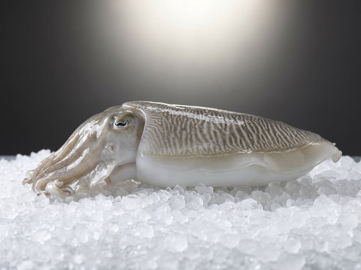 Fresh cuttlefish on dark background, product shot
